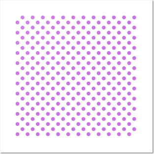 Purple Polka Dots Pattern on White Background Posters and Art